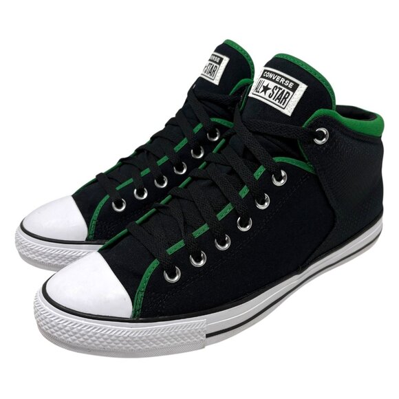 Converse All Star Black Green Trim High Top Shoes Men 11 Women 13 A02824F Retro - Picture 3 of 11